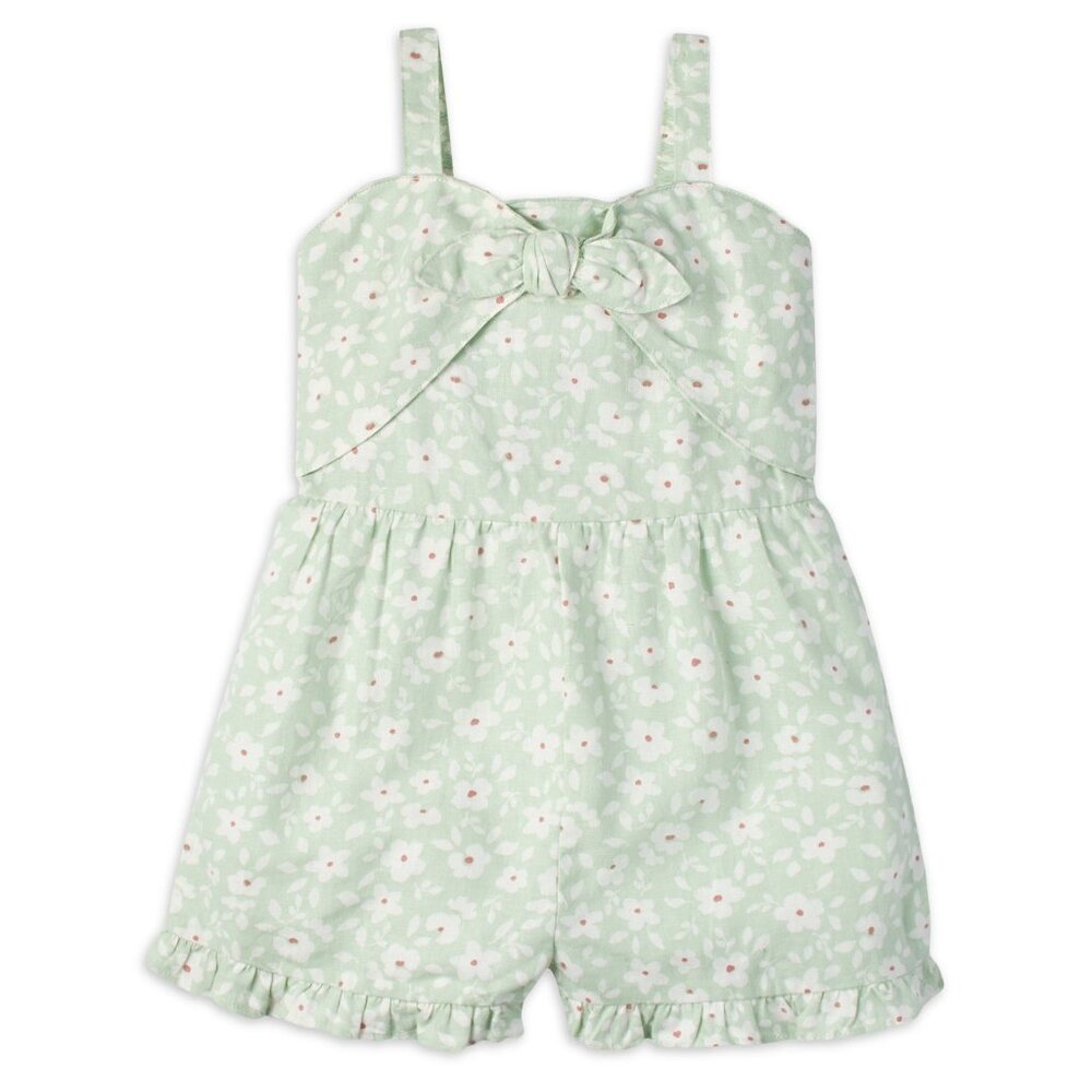 NWT Modern Moments Gerber Girls Floral Linen Romper Mint Green 5T